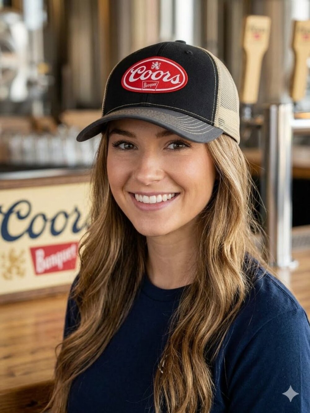 Banquet Coors Patched Black/Vegas Gold Mesh Snapback Trucker Hat